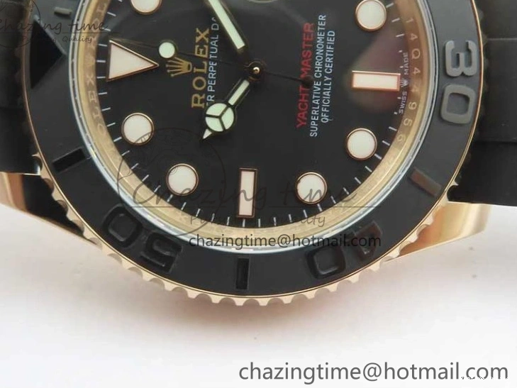 0405 Yacht-Master 126655 RG 3EF 1:1 Best Edition Black Ceramic Bezel on Black Rubber Strap VS Reliable 2488